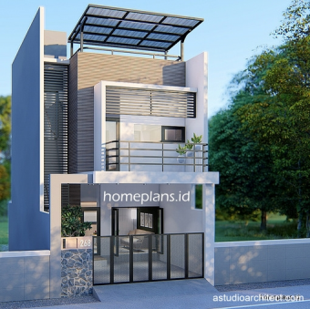 Desain rumah 6x12m dengan Rooftop untuk Acara Sosial [kode 268z]