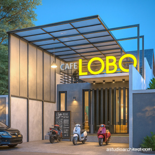 Desain Rumah dengan Resto / Cafe diatasnya! 7x26m [kode 040]
