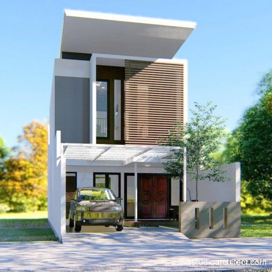 Desain Rumah Detil Produk Rumah Modern Dengan Kolam Ikan Segar Ditengahnya Lahan 6x20m Kode 215 By Homeplansid
